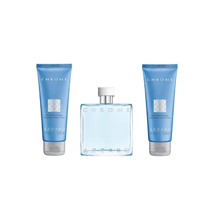Azzaro Chrome 3 PCS Eau De Toilette Gift Set For Men