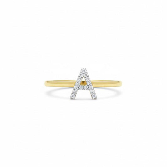 1/20 CTW NAT DIA Gift Initial "A" Ring 14K Yellow Gold 