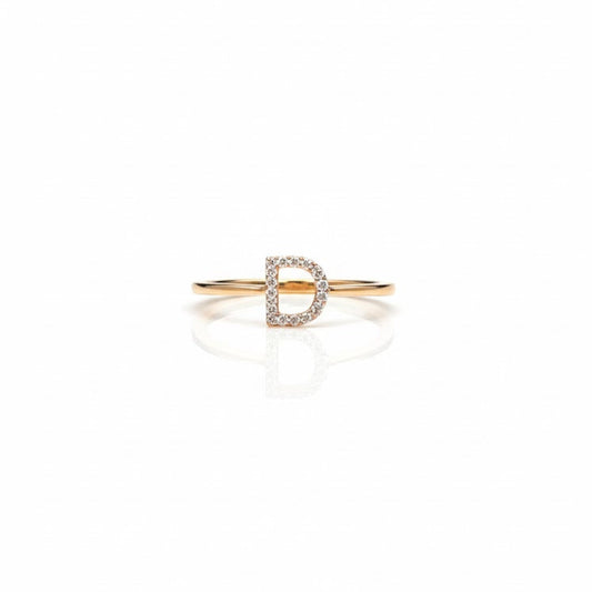 1/20 CTW NAT DÍA Gift Initial “D” Ring 14K Yellow Gold