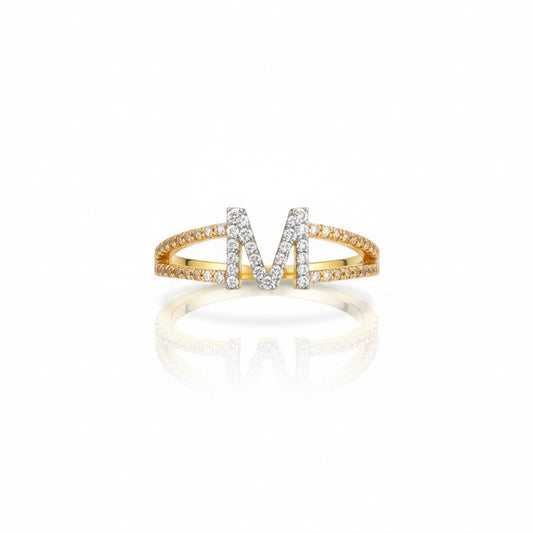 1/4 CTW NAT DÍA Gift Initial “M” Ladies Ring 14k Yellow Gold