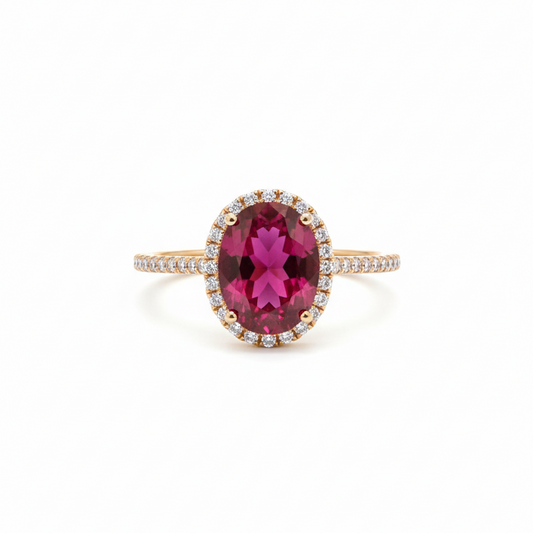 1/5 CTW NAT DIA 8X6 Ruby NAT GEM Ring 14K Gold