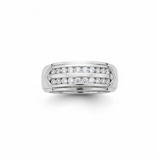 Men's Diamond Wedding Band 0.50CTW Round 14KT White Gold